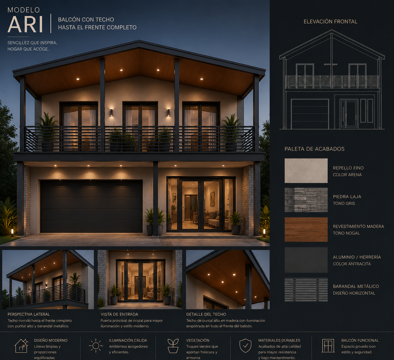 Ficha técnica del Modelo Ari - primer modelo de vivienda Inspire Structural